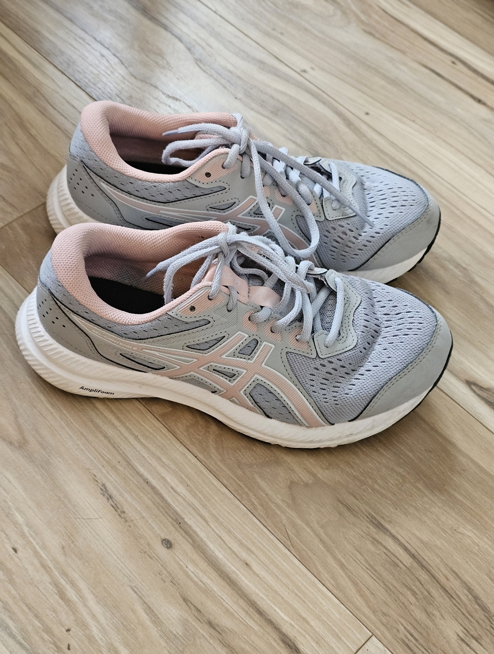 Asics Athletic Womens  Running Shoes Grey & Peach Gel- Contend 8   Size 8